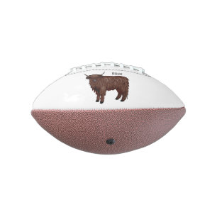 Highland cow cartoon illustration football
