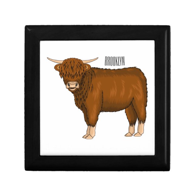 Highland cow cartoon illustration gift box (Front)
