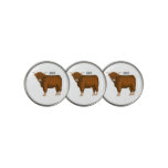 Highland cow cartoon illustration golf ball marker