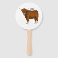 Highland cow cartoon illustration 