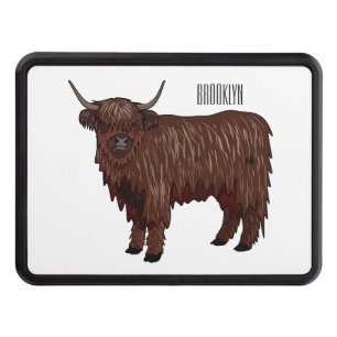 Highland cow cartoon illustration  hitch cover