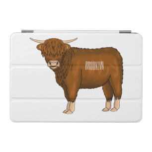 Highland cow cartoon illustration iPad mini cover
