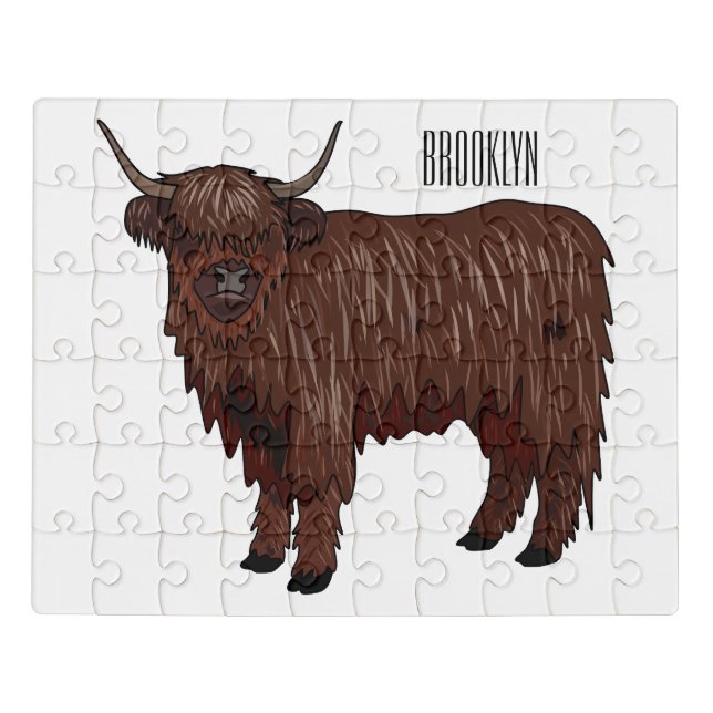 Highland cow cartoon illustration  jigsaw puzzle (Puzzle Horizontal)