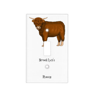 Highland cow cartoon illustration light switch cover