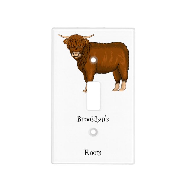 Highland cow cartoon illustration light switch cover (Front)