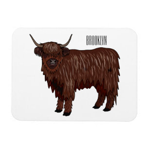 Highland cow cartoon illustration magnet