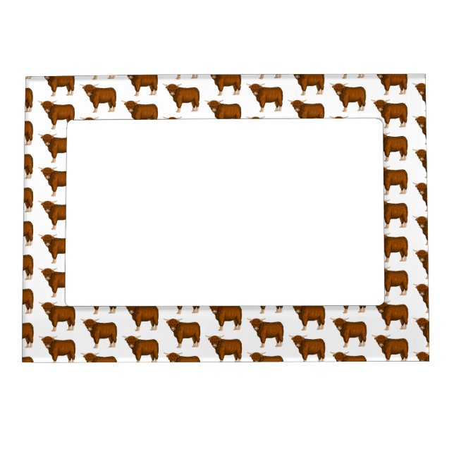 Highland cow cartoon illustration magnetic frame (Front)