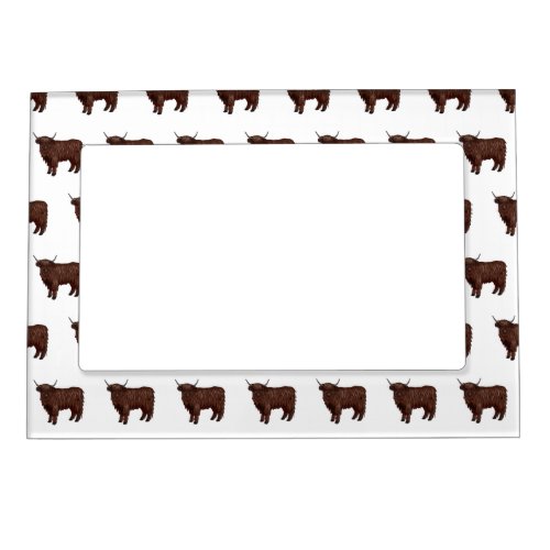 Highland cow cartoon illustration  magnetic frame