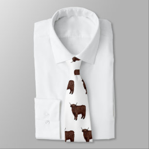 Highland cow cartoon illustration  neck tie