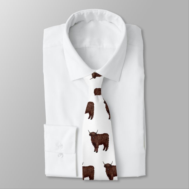 Highland cow cartoon illustration  neck tie (Tied)