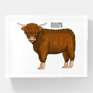 Highland cow cartoon illustration paperweight