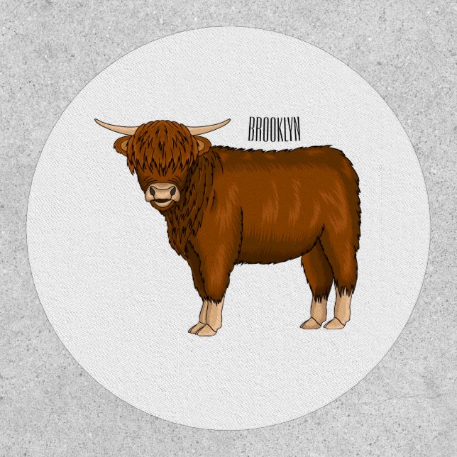 Highland cow cartoon illustration  patch (Front)