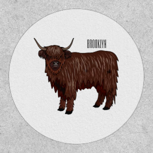 Highland cow cartoon illustration patch