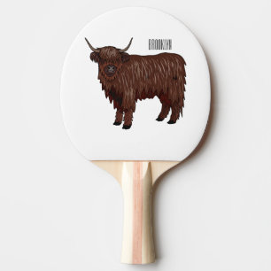 Highland cow cartoon illustration  ping pong paddle