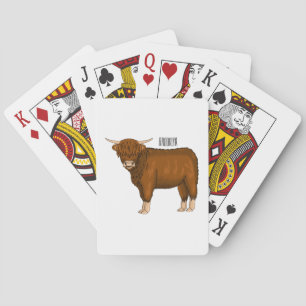Highland cow cartoon illustration poker cards