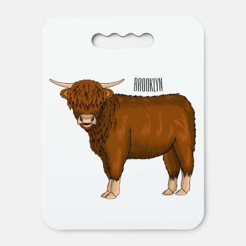 Highland cow cartoon illustration  seat cushion