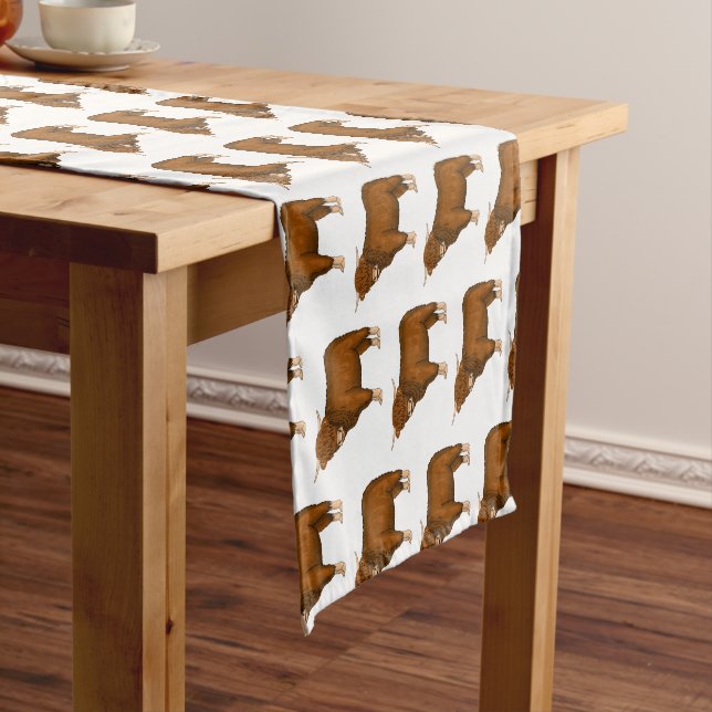 Highland cow cartoon illustration short table runner (In Situ)