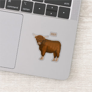 Highland cow cartoon illustration sticker