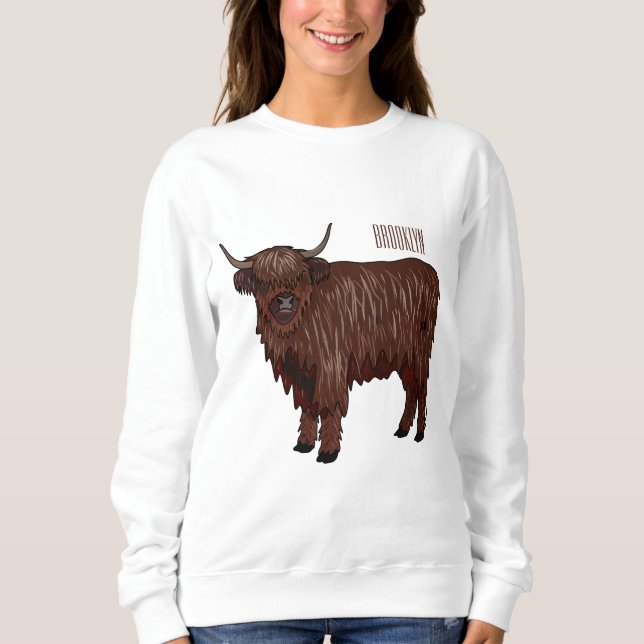 Highland cow cartoon illustration  sweatshirt (Front)