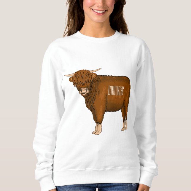 Highland cow cartoon illustration  sweatshirt (Front)