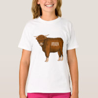 Highland cow cartoon illustration