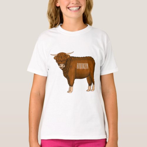 Highland cow cartoon illustration  T_Shirt