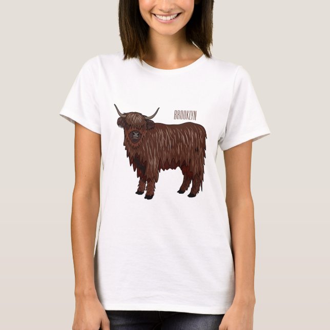 Highland cow cartoon illustration  T-Shirt (Front)
