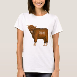 Highland cow cartoon illustration T-Shirt