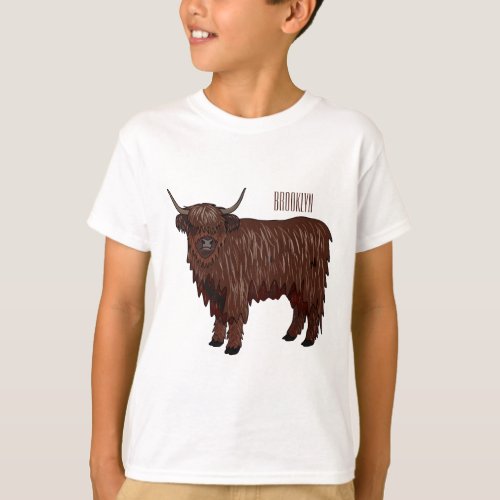 Highland cow cartoon illustration  T_Shirt