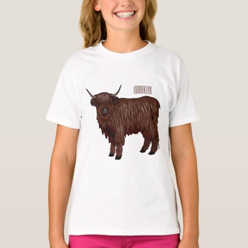 Highland cow cartoon illustration  T_Shirt