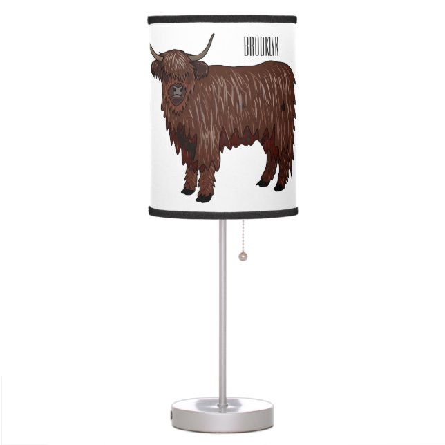 Highland cow cartoon illustration  table lamp (Left)