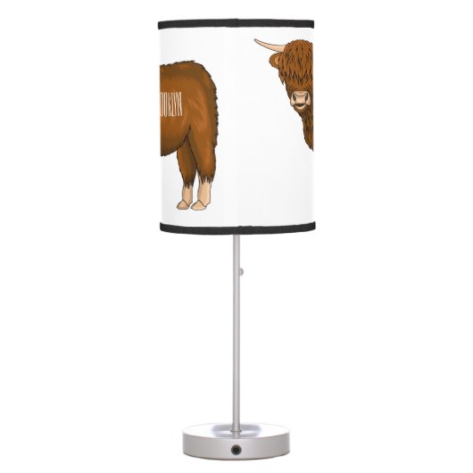 Highland cow cartoon illustration  table lamp (Back)