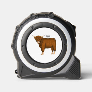 Highland cow cartoon illustration tape measure
