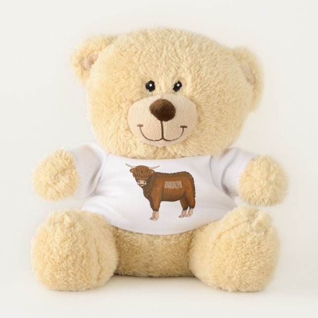 Highland cow cartoon illustration  teddy bear (Front)