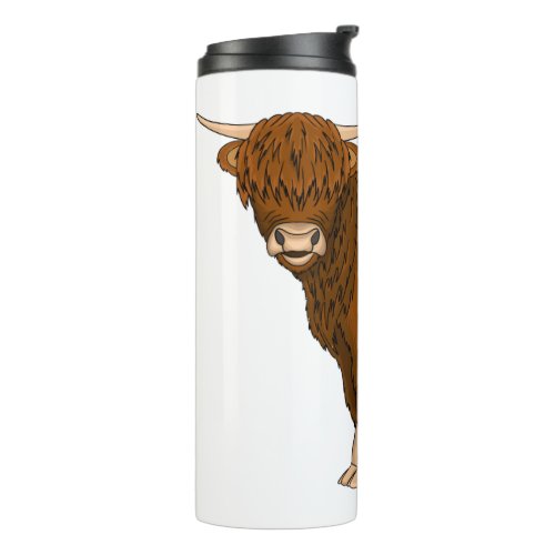 Highland cow cartoon illustration  thermal tumbler