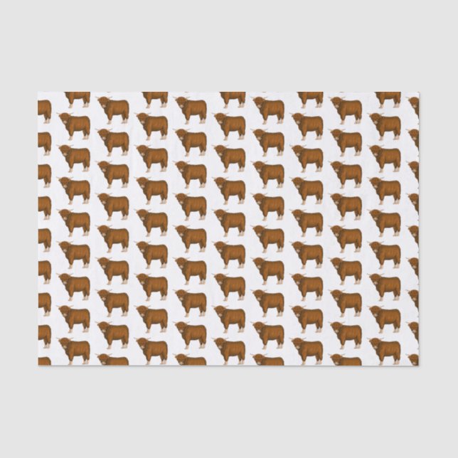 Highland cow cartoon illustration tissue paper (Front)