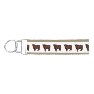 Highland cow cartoon illustration  wrist keychain