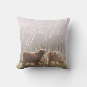 HIghland Cow Cattle Together Square Cushion Pillow