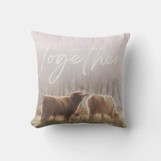 HIghland Cow Cattle Together Square Cushion Pillow