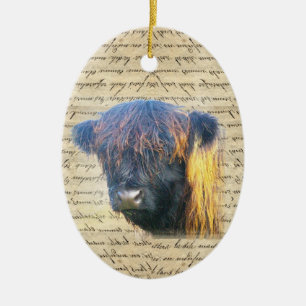 Highland cow ceramic ornament