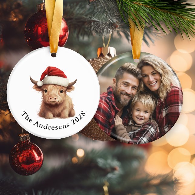 Highland Cow Ceramic Photo Ornament (Creator Uploaded)