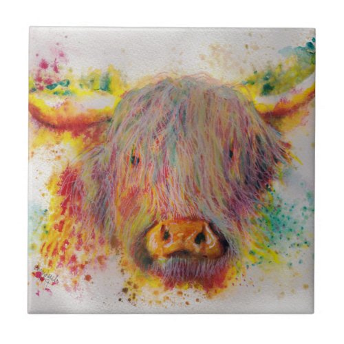 Highland Cow Ceramic Tile