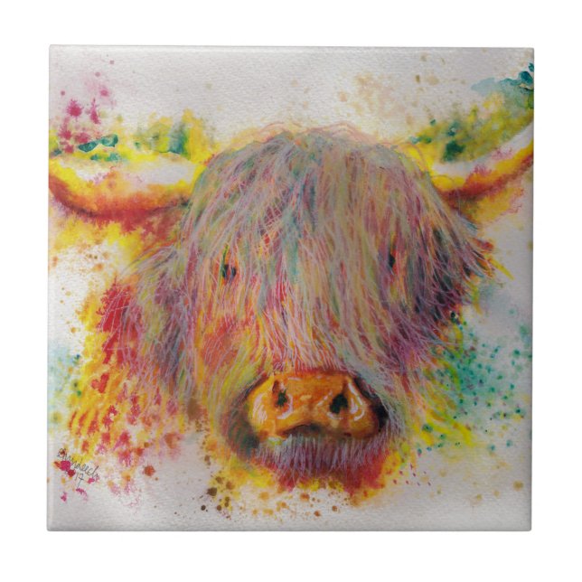 Highland Cow Ceramic Tile (Front)