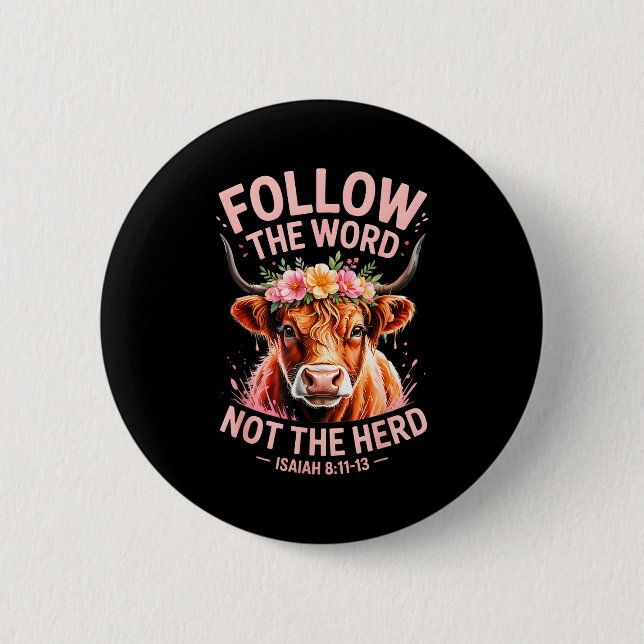 Highland Cow Christian  Button (Front)