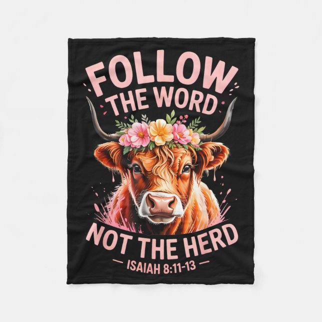 Highland Cow Christian  Fleece Blanket (Front)