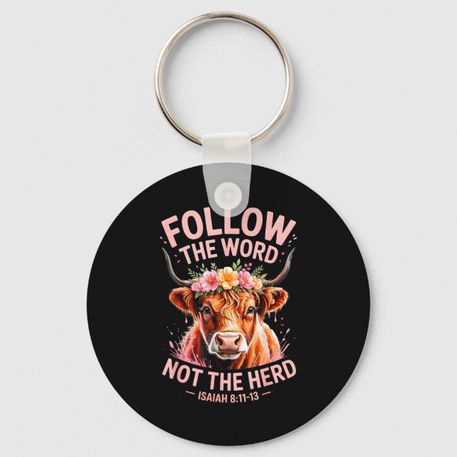 Highland Cow Christian  Keychain (Front)
