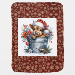 Highland Cow Christmas Baby Blanket
