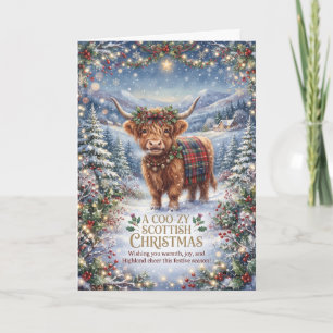 Highland Cow Christmas Blessing Card