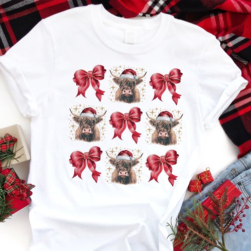 Highland Cow Christmas Coquette Tri_Blend Shirt