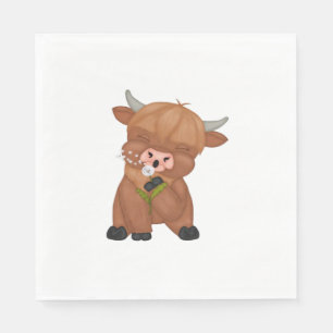 Highland Cow Christmas Merry and Bright, Scottish, Napkins